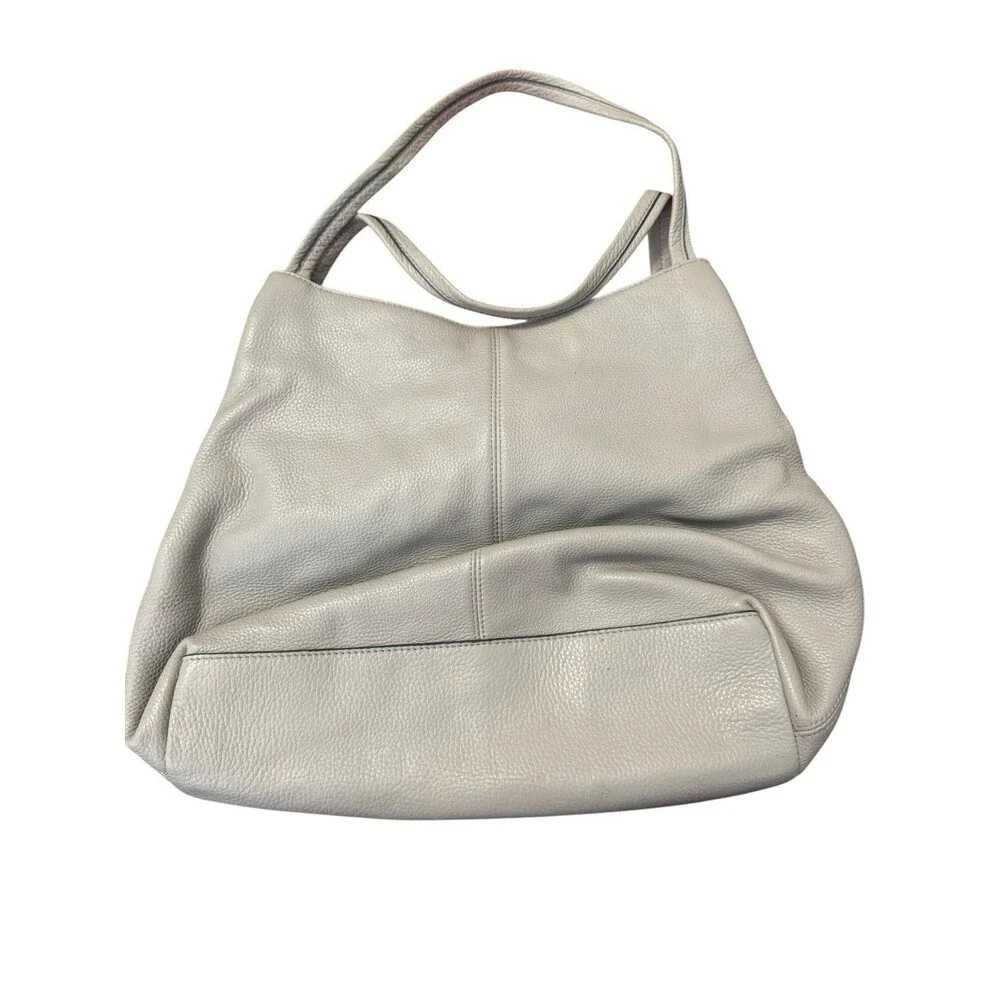 Vince Camuto Gray Pebbled Leather Oversized Tote Shoulder Bag Slouchy Hobo